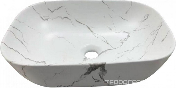 Раковина 455х320хh135мм, накладная, без отв.д/смесителя, без перелива, (керамика цв.мрамор матовый белый), Cerutti SPA ZZ