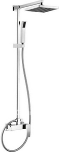Смеситель для ванны, со стационарным верхн.душем из нержавеющей стали 20см, душевая лейка, шланг в компл., (цв. хром), Quattro ZZ