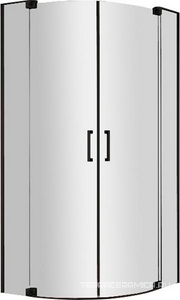 Душ уголок,1/4 круга с распашн. дверьми (900-1000)x(900-1000)x1950 мм , (стекло прозр.8мм,фурнит.цв. черный), Slider ZZ