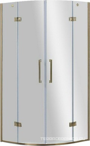 Душ. уголок 1000х1000хh1950мм, 1/4 круга, R550мм, 2 расп.двери, вход 730мм, с 2-мя неподв.сегм., (стекло прозр., 8мм, фурн/бронза), Magiс ZZ
