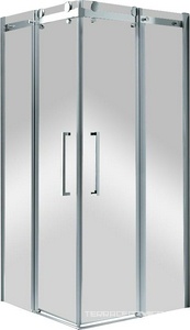 Душевой уголок 900х900хh1950мм, квадрат, 2 сдвиж.дверцы с 2 неподв. сегм., вход 465мм, (стекло прозрачное 8мм, фурн.цв.хром), Stilus-M ZZ