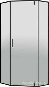 Душевой уголок 900х900хh2000мм, 5-ти угольн, распаш.дверь правая/левая, с 2 неподвижн. сегмент, (стекло прозр.6мм, фурнит. цв.черный мат.), Slim-U ZZ