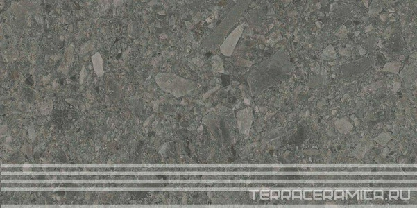 Ступень Чеппо ди Гре антрацит матовый обрезной  ZZ 30x60