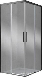 Душевой уголок 900x900хh1950мм, квадратн., раздвижные двери, (стекло прозрачное 6мм Easy Clean, фурн.цв.вороненая сталь), Soft ZZ