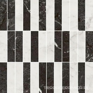 Декор Тубкаль мозаичный микс чёрный белый глянцевый обрезной 30x30x0,9