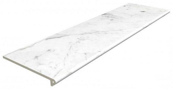 Peldano Redondeado Carrara Blanco Liso 119.7x33x14