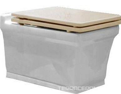 Унитаз подвесной 37х54см, сиденье с микролифтом (цв. Beige Lucido, петли цв. хром), крепёж в компл., Lutetia ZZ