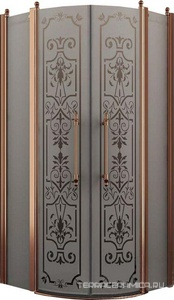 Душевое ограждение, 1/4 круга, R550, 900х900хh1950мм, 2 расп.двери с 2 неподв.сегм., (профиль цв. бронза, стекло 6мм матовое.с прозр.рис), Malme ZZ