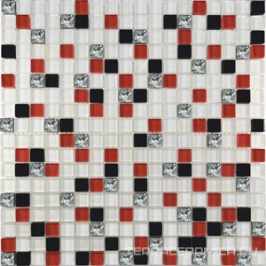 Мозаика Glass 458 микс белый-красный-черный-платина ZZ|30x30 XX
