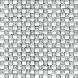 Мозаика Glass 2032 шахматка металик серебро-платина ZZ|30х30