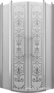 Душевое ограждение, 1/4 круга, R550, 900х900хh1950мм, 2 расп.двери с 2 неподв.сегм., (профиль цв. хром, стекло 6мм матовое.с прозр.рис), Malme ZZ