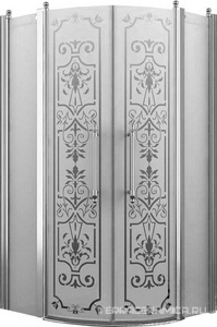 Душевое ограждение, 1/4 круга, R550, 1000х1000хh1950мм, 2 расп.двери с 2 неподв.сегм., (профиль цв. хром, стекло 6мм матовое.с прозр.рис), Malme ZZ