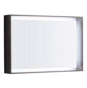 Зеркало 884х584х140мм, в раме, со светодиодной LED 12V / 29,5W подсветкой по контуру, (цв. тёмный дуб), крепёж в компл., Citterio XX