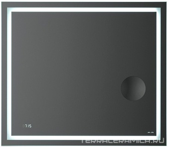 Зеркало Gem, 80 см, с контурной Led-подсветкой, часами и косметическим зеркалом