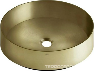 Раковина накладная, круглая 400хh125мм, (нерж.сталь, цв.Warm Bronze Br. PVD), БЕЗ донного клапана, Gessi 316 ZZ
