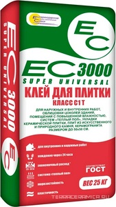 Клей д/плитки ЕС 3000, 25кг ( 54 шт/поддон)