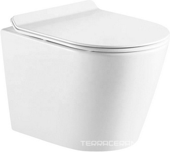 Унитаз подвесной FONTI 535x365x310 мм, безободковый с сиденьем микролифт, цв.белый, ZZ