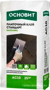 Плиточный клей Стандарт ОСНОВИТ БАЗПЛИКС АС -10,  (С0Т) 25 кг. ZZ