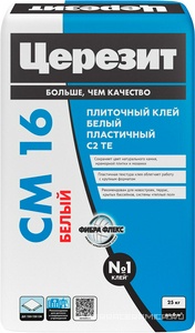 Клей для плитки эластичный белый СМ16  25кг