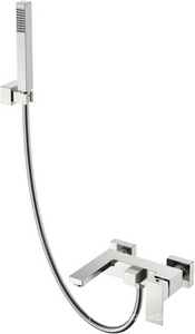 Смеситель д/душа и душа Qubic Brushed Nickel, душевой гарнитур в комплекте, цв брошированный никель (стальной), ZZ