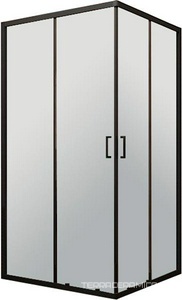 Душевой уголок 900x900x1950 раздвижной квадратный стекло-прозрачное, профиль черный, стекло прозрачное, ZZ
