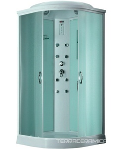 Душевая кабина Timo Eco TE-0701, ГМ спины, профиль белый, стекло матовое, аксессуары, зеркало в компл., ZZ