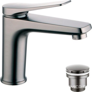 Смеситель для раковины Lemark Bronx LM3706GM, антиизвестковое покрытие, донный клапан в компл, цв. графит, ZZ