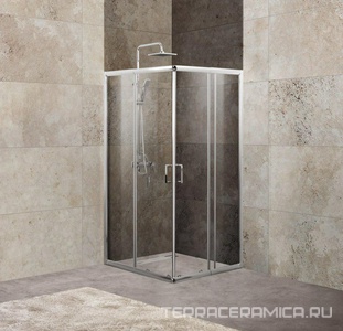 Душевой уголок 1000(850-1000)х1000(850-1000)хh1900мм, сдвижные двери, квадрат, (стекло прозрачн.5мм, фурн.цв.хром), Unique ZZ