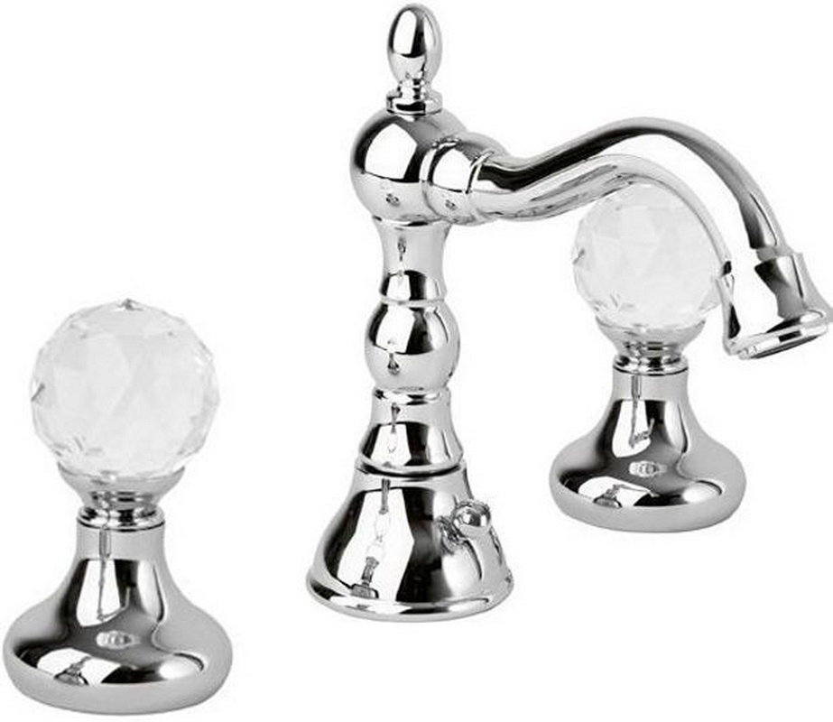 Смеситель для раковины на 3 отв., с д.к, (цв. хром, ручки Swarovski/Металл), Atlantis ZZ