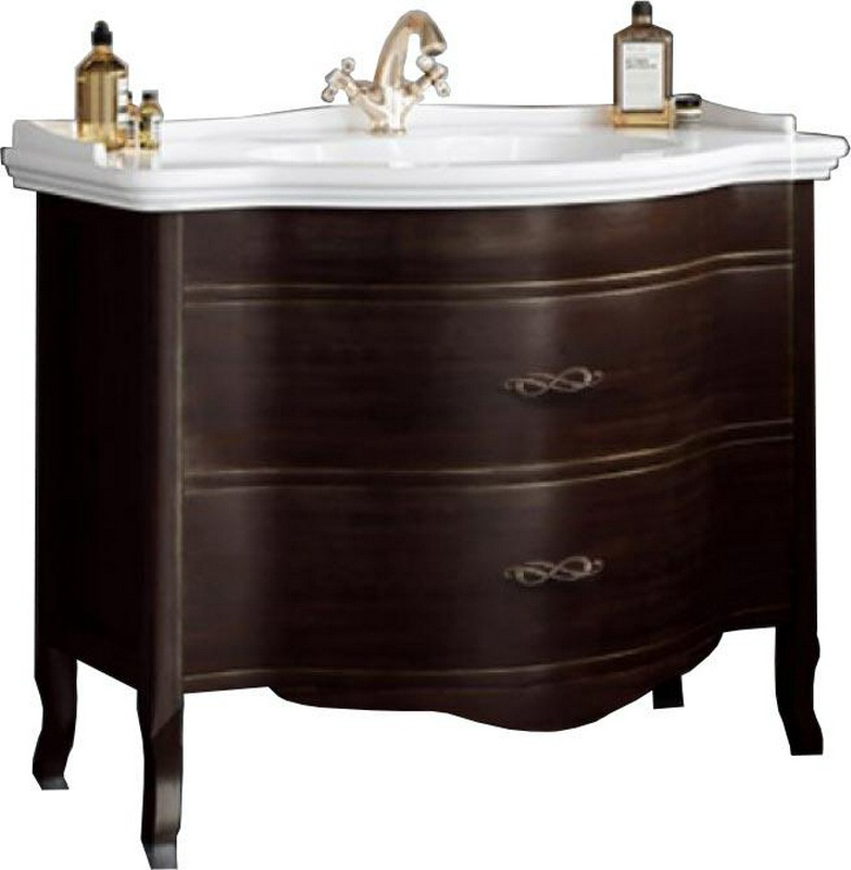 TW Armony, База под раковину Guinone110, 101*56см, 2 ящика, доводчики Blum, цвет: moka, ручки: бронза (со склада продаем!) ZZ