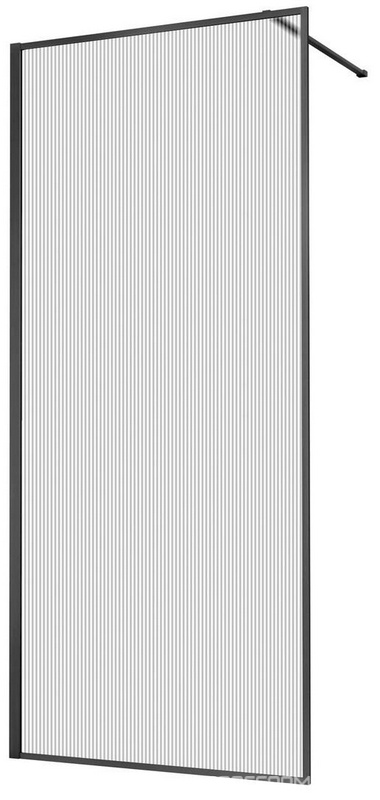 Душевая перегородка 900хh2000мм, правая/левая, (стекло рифленое 8мм Easy Clean, укорачиваемый кронштейн 1200мм, фурнит.цв.вороненая сталь), Walk-In ZZ