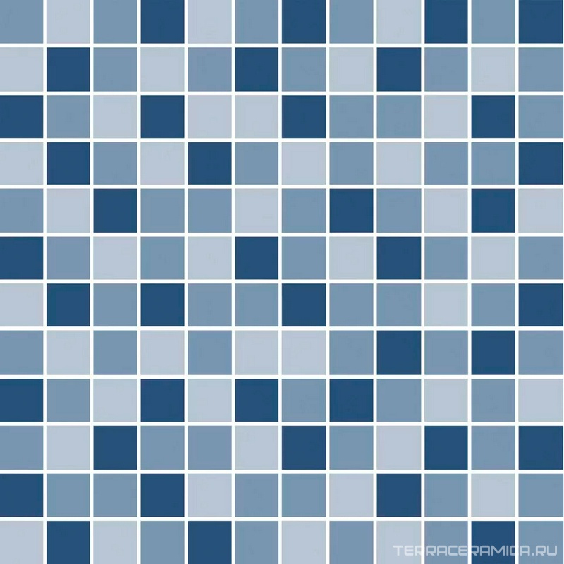 Декор Темари мозаичный микс синий матовый 29,8x29,8x0,35