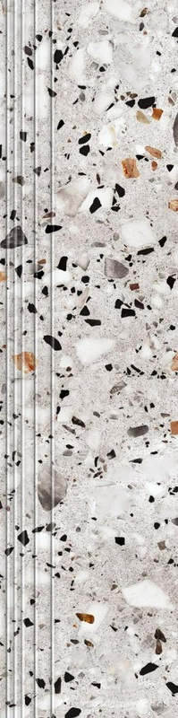 Ступень Evia Terrazzo серые матовые 30x120