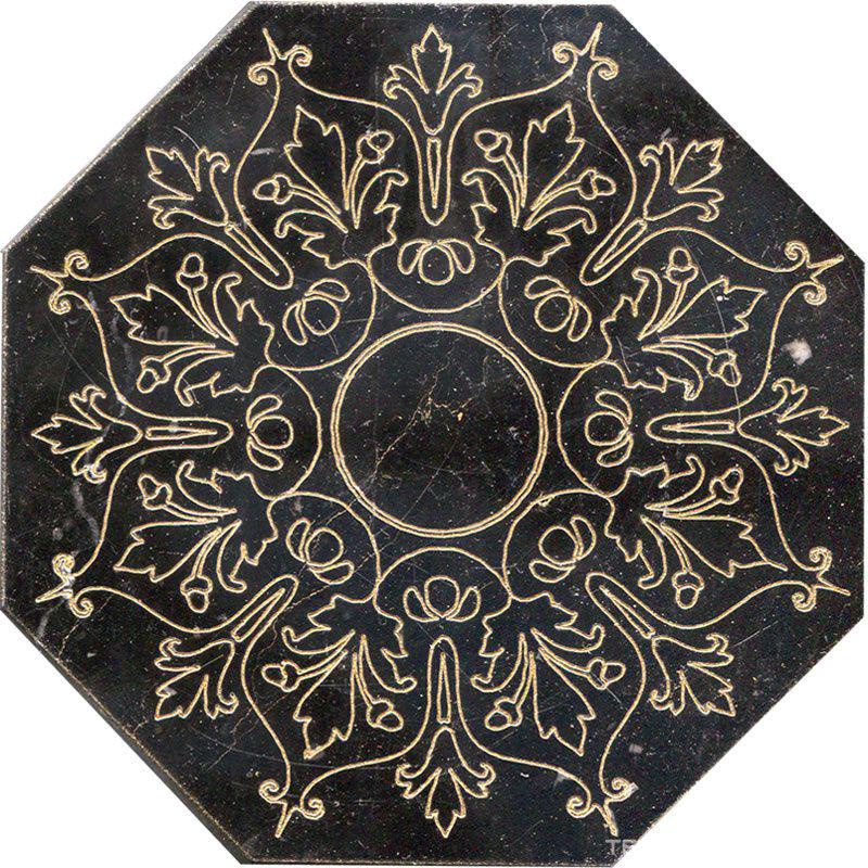 Тозетка Negro Marquina Primera Marbl Tile № -4 золото (n048405) |10х10