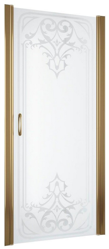 Дверь в нишу EP, 90*190 см, профиль бронза, стекло  стекло узорчатое "ARTDECO01", с покрытием QuickNano ZZ