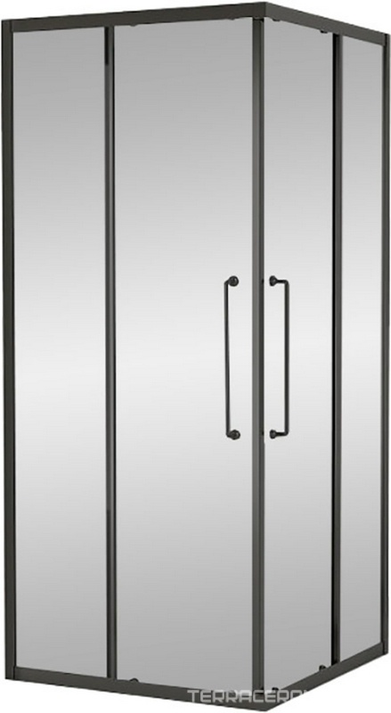 Душевой уголок 1000х1000хh2000мм, квадратн., 2 сдвижные дверцы с 2-мя неподв. сегм. (стекло прозрачное 8 мм, фурнит. цв.оружейная сталь), Relax ZZ