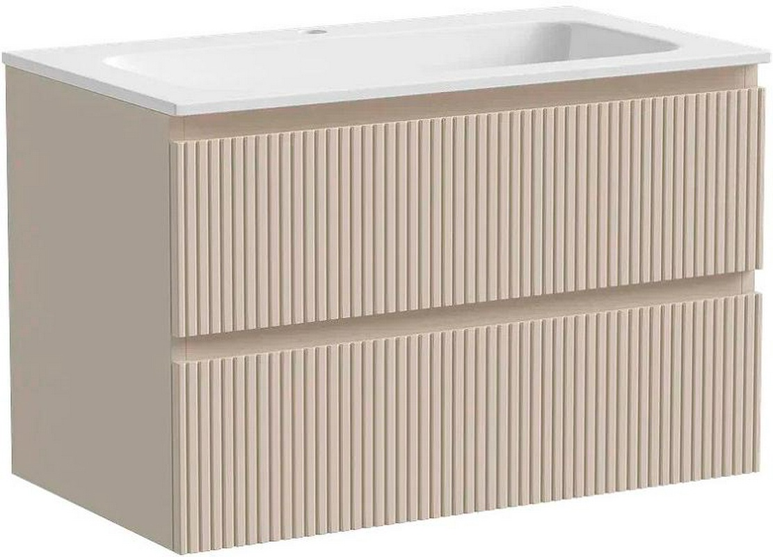 Тумба подвесная790х445х500 мм, два ящика, Soft close, цвет бежевый ZZ