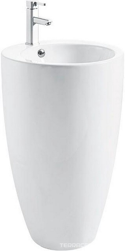 Раковина напольная Ceramalux N B133, 380х380х150 мм, 1 отверстие под см-ль, цв. белый, ZZ