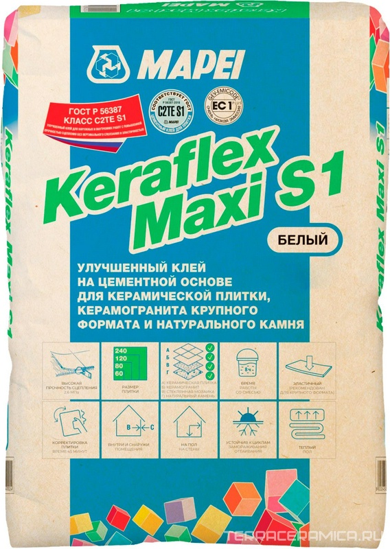 KERAFLEX MAXI S1 WHITE эластичный клей на цементной основе (25кг)