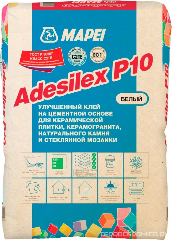 ADESILEX Р10 улучшенный белый клей на цементной основе (25 кг)