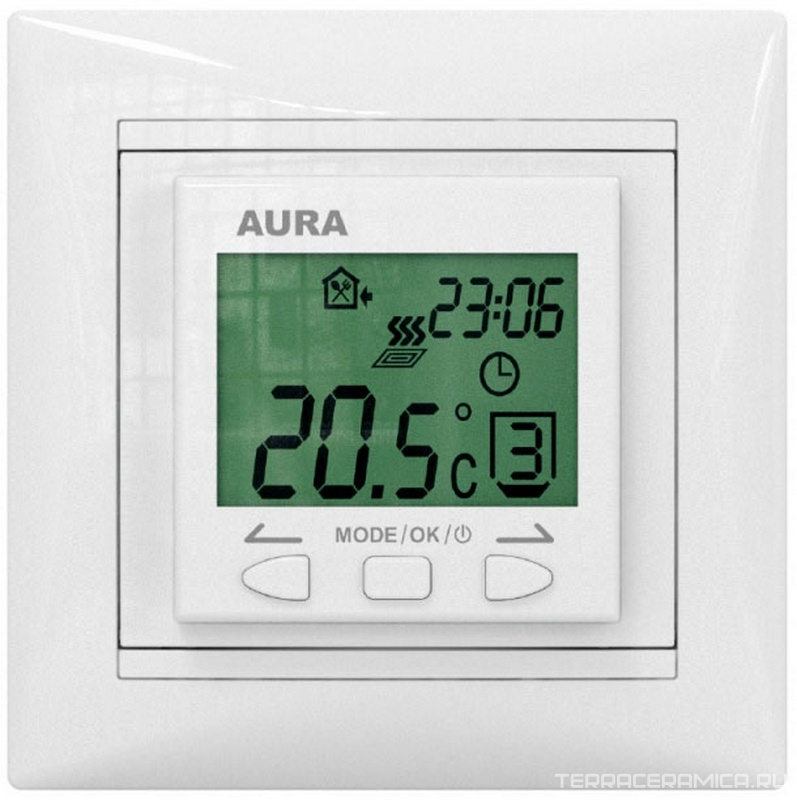 Терморегулятор прогр. Aura LTC 090 белый (комплектуется рамкой из серии Valena Legrand Electric.)
