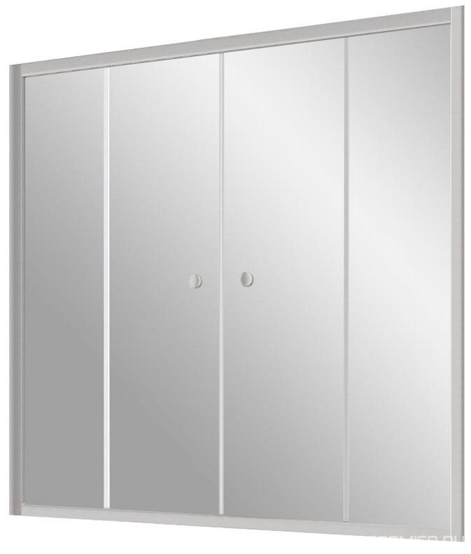 Шторка на ванну Z2V, 180x140 см, раздвижная, профиль хром матовый, стекло сатин с покрытием QuickNano ZZ