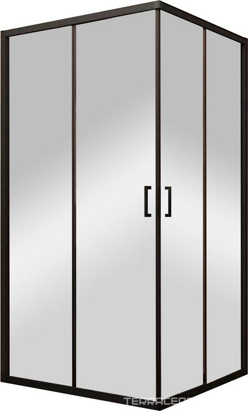 Душевой уголок 1000x1000x1950 раздвижной квадратный стекло-прозрачное, профиль черный, стекло прозрачное, ZZ
