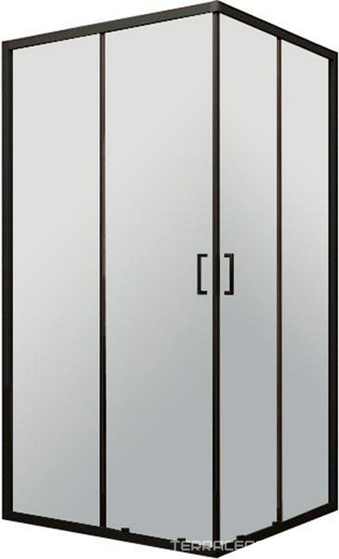 Душевой уголок 900x900x1950 раздвижной квадратный стекло-прозрачное, профиль черный, стекло прозрачное, ZZ