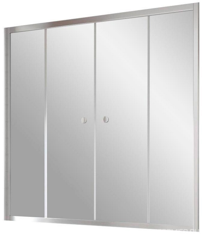 Шторка на ванну Z2V, 160x140 см, раздвижная, профиль хром глянцевый, стекло прозрачное ZZ