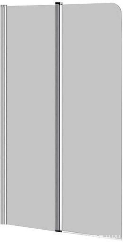 Шторка для ванны CVS2 - 100 L (левая), двухэлементная, профиль хром блестящий, стекло прозрачное ZZ